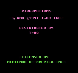 Videomation title screen for NES